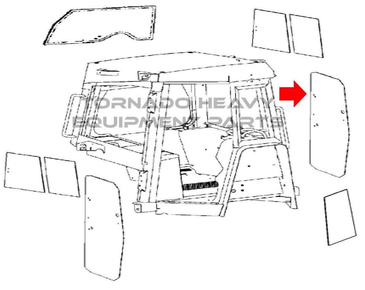 1200x956 John Deere T205205 Dozer Front Side Window Cab Glass - Dozer Sketch