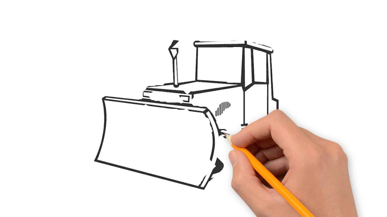 1280x720 Dozer Transport Pencil To Draw Step By Step - Dozer Sketch