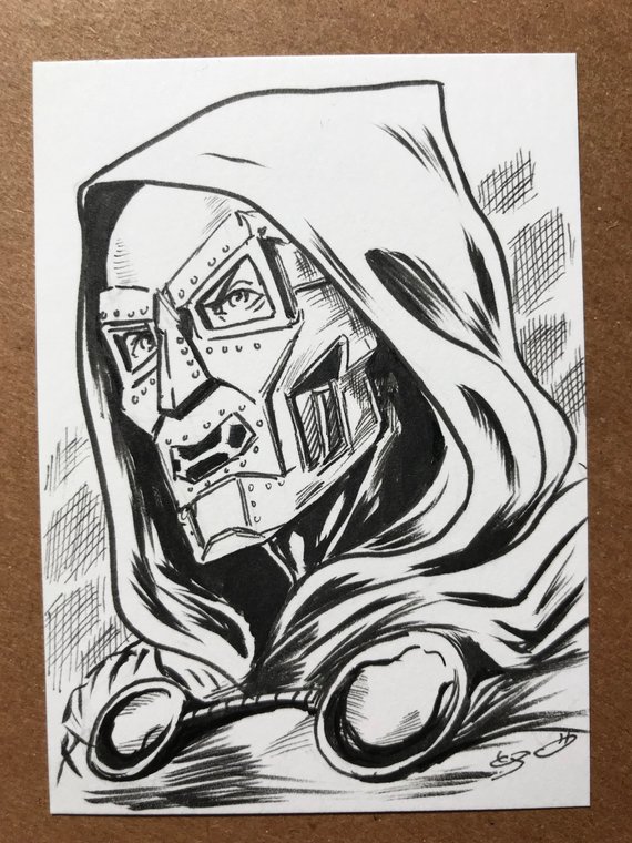 570x760 Doctor Doom Sketch Card Etsy - Dr Doom Sketch