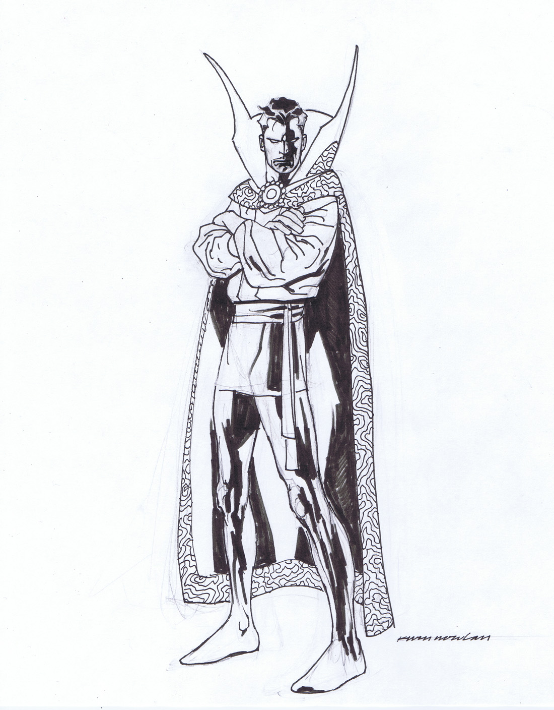 1100x1408 Kevin Nowlan Another Dr. Strange Sketch - Dr Who Sketch