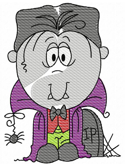 489x640 Kid Dracula Sketch Embroidery Design - Dracula Sketch