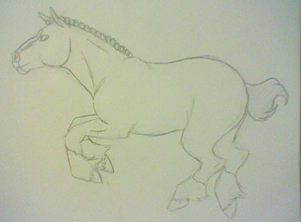 606x447 Draft Horse Sketch By Ani Sempai - Draft Horse Sketch