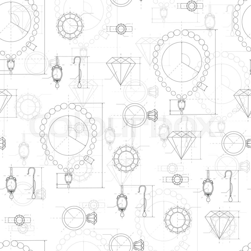 800x800 Jewelry Production Sketch Seamless Pattern. Hand Drawn Sketch Of - Draft Sketch