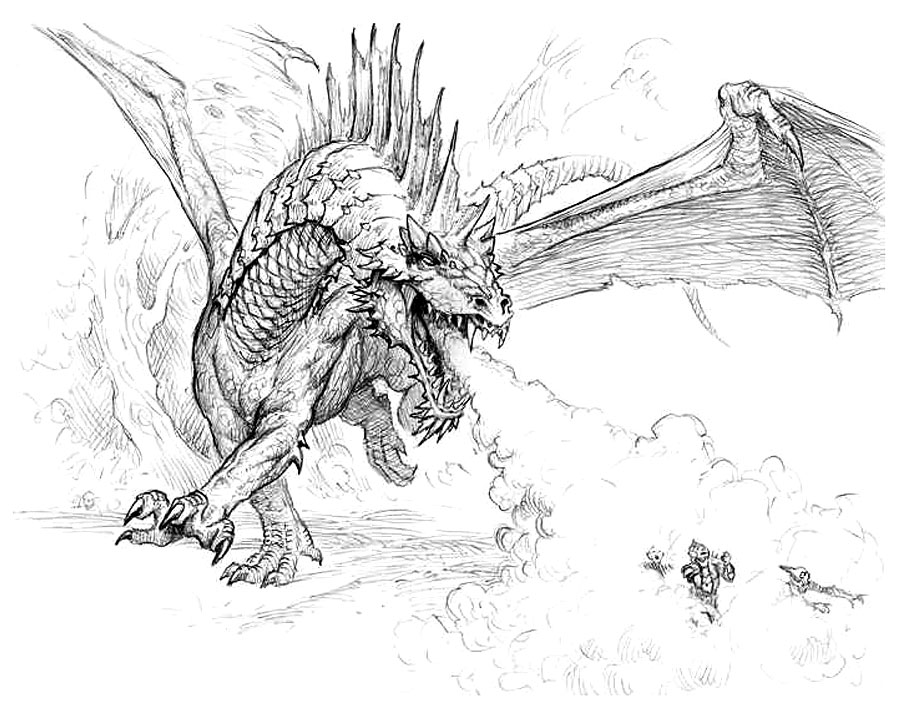 900x711 Green Dragon - Dragon Art Sketch