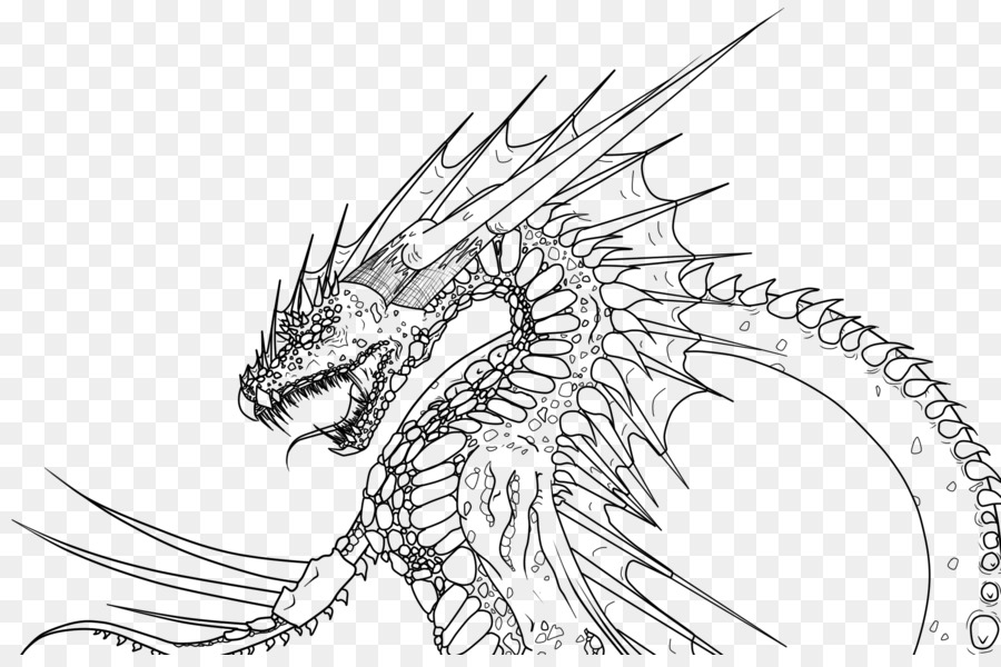 900x600 Line Art Dragon Drawing Sketch - Dragon Art Sketch