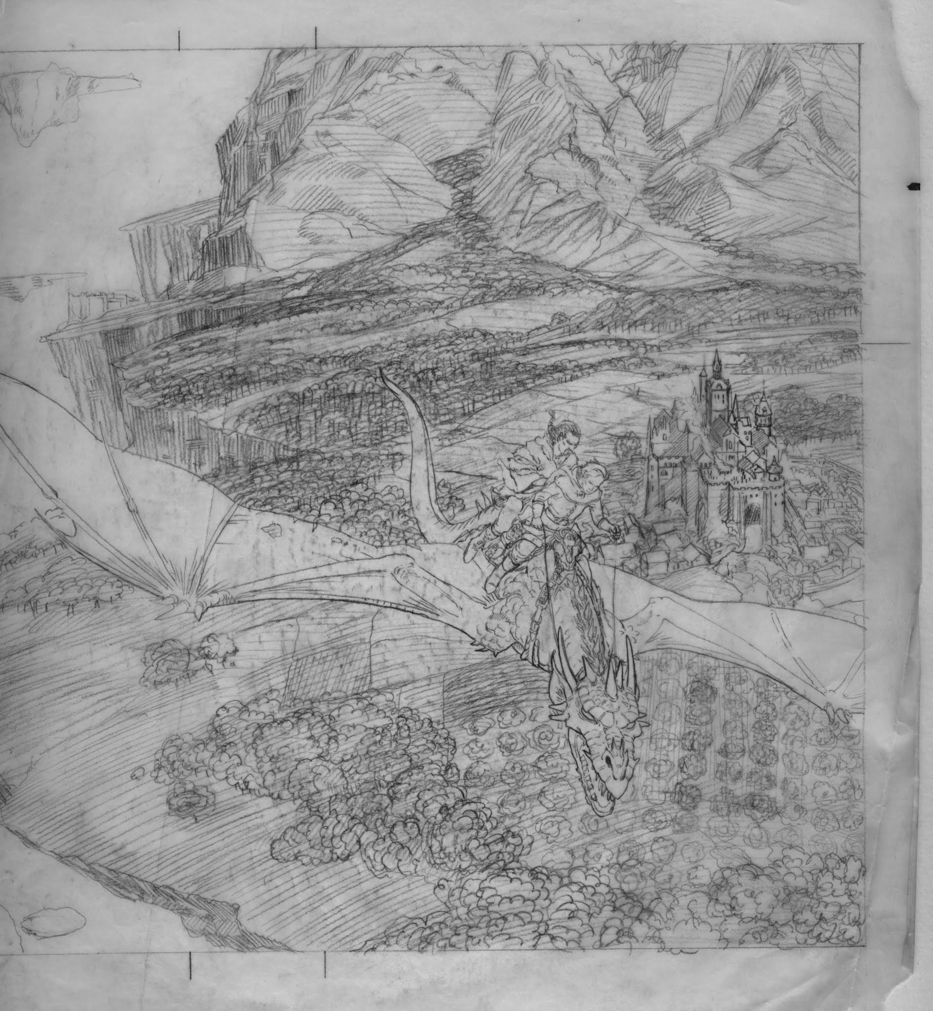 1891x2048 Original Pencil Sketch With Dragon - Dragon Art Sketch