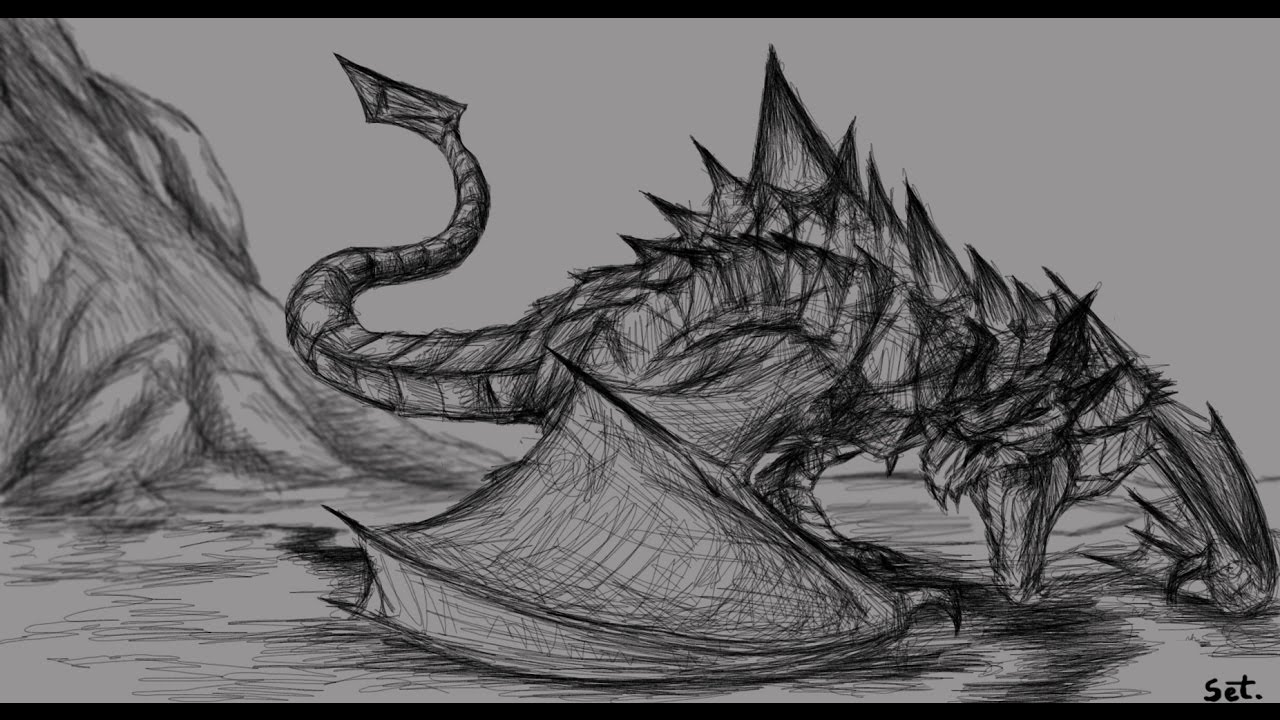 1280x720 Skyrim Dragon - Dragon Art Sketch