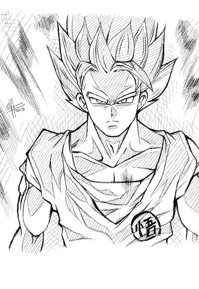 400x581 Sketch Dragonball Goku Lv2 By Mangaheart88 - Dragon Ball Super Sketch
