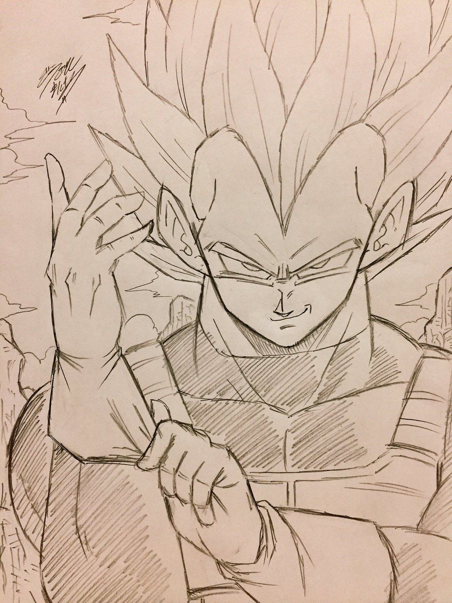 900x1200 Drawing - Dragon Ball Z Vegeta Sketch