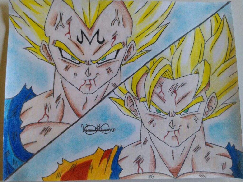 1024x768 Drawing Goku Vs Majin Vegeta Dragonballz Amino - Dragon Ball Z Vegeta Sketch