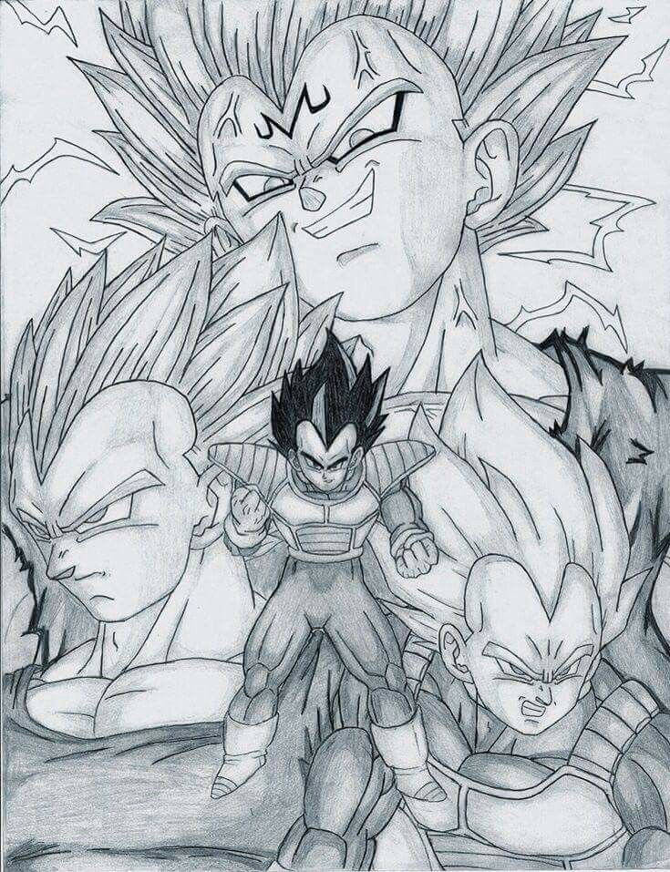 735x957 Vegeta Sketch Art Dbdbzdbgtdbs Dragon Ball - Dragon Ball Z Vegeta Sketch