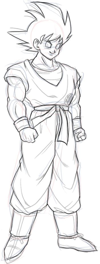 351x928 How To Draw Goku From Dragon Ball Z With Easy Step By Step Drawing - Dragon Ballz Sketch