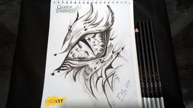 640x360 Syed Waqas Saghir Artwork Dragon Eye Sketch Original Drawing - Dragon Eye Sketch
