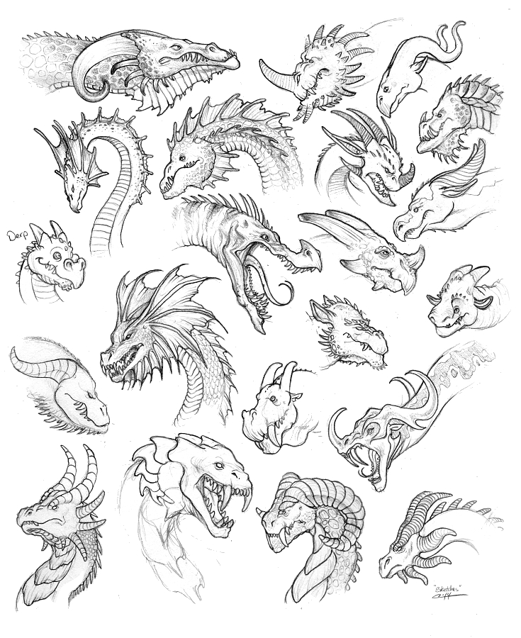 Dragon Head Sketch at PaintingValley.com | Explore collection of Dragon ...