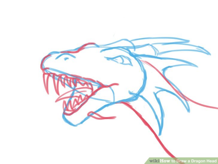 728x546 How To Draw A Dragon Head (With Pictures) - Dragon Head Sketch