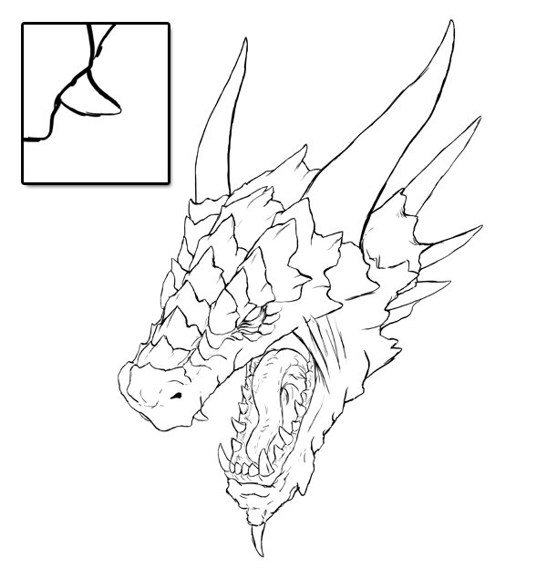 600x635 How To Draw A Realistic Dragon Head In 3d Space - Dragon Head Sketch