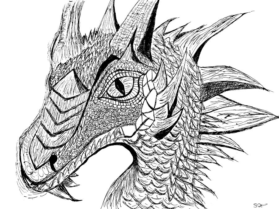 900x675 Dragon Head Sketch Drawing By Abstract Angel Artist Stephen K - Dragon Head Sketch