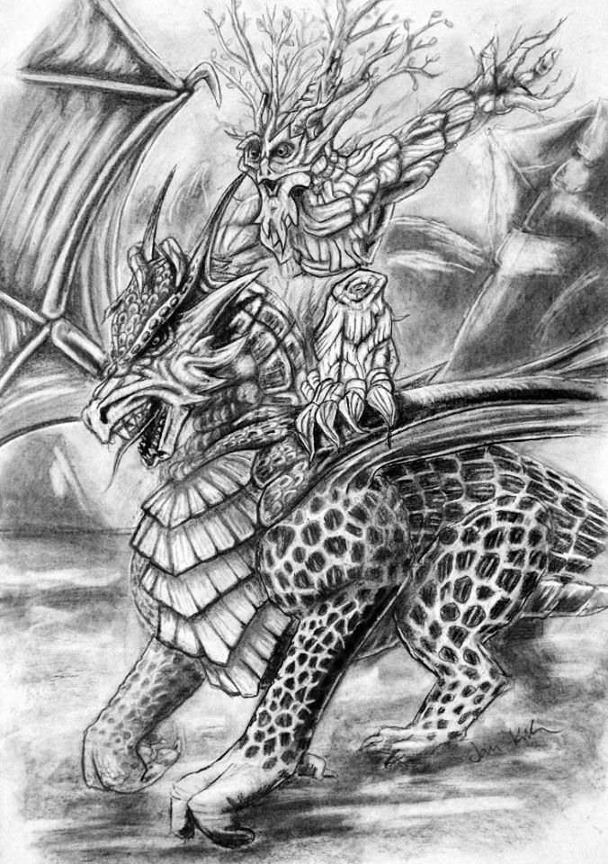 676x960 Ent And Dragon Pencil Drawing - Dragon Pencil Sketch