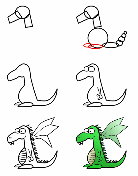 450x571 How To Draw Dragons - Dragon Simple Sketch