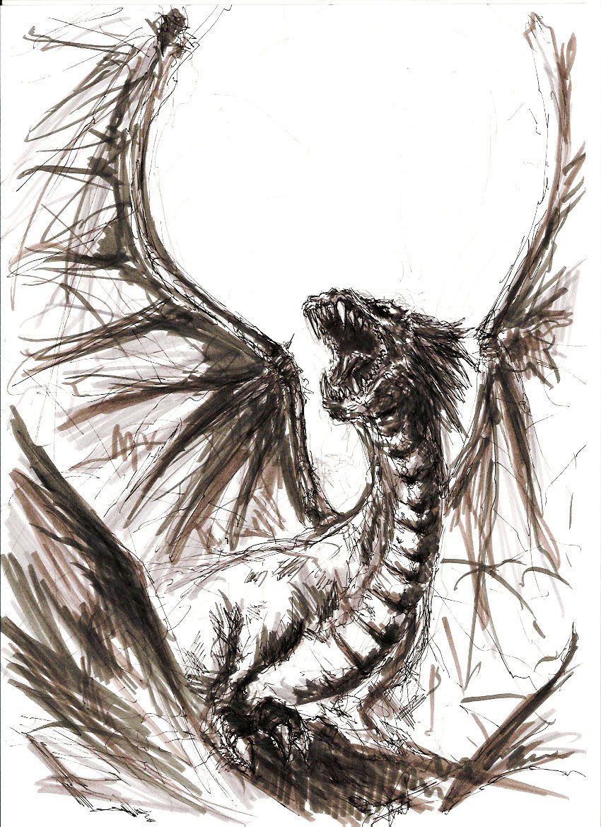 850x1169 Dragon (Marker Amp Pen Sketch) Dragons Dragons, Pen - Dragon Sketch