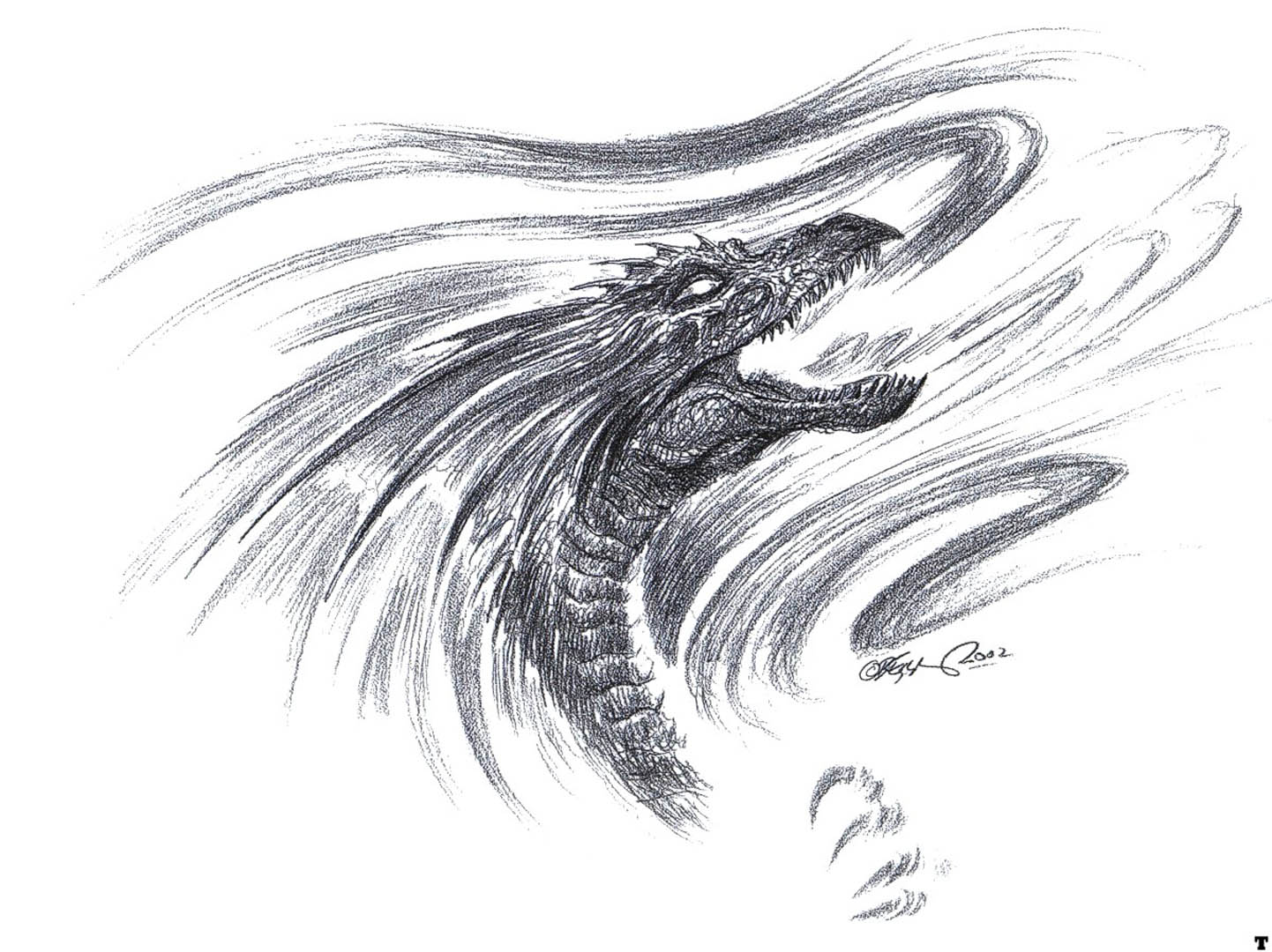 1442x1080 Dragon Sketch - Dragon Sketch Art