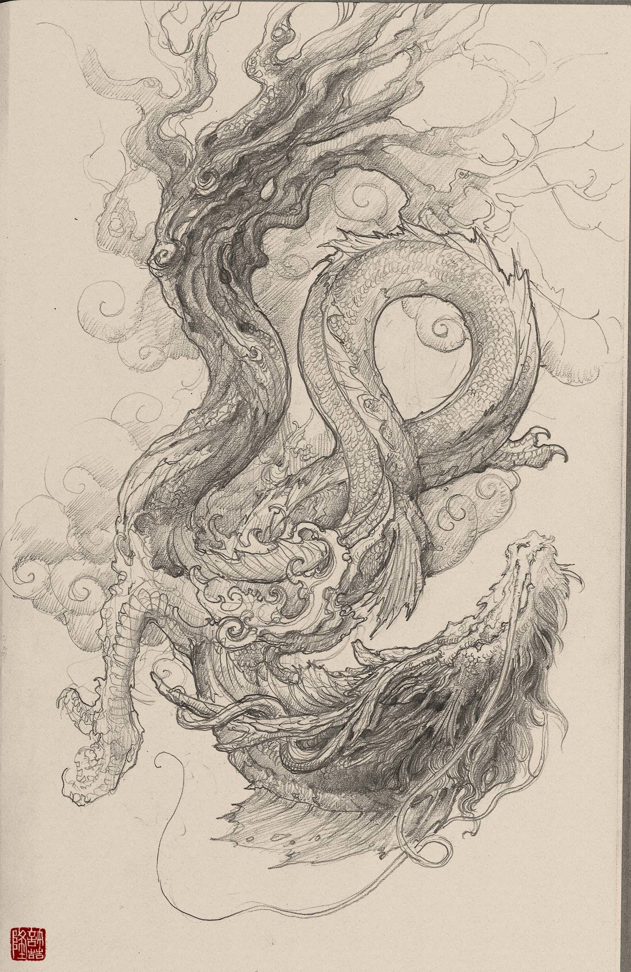 1280x1973 Artstation - Dragon Sketch Art