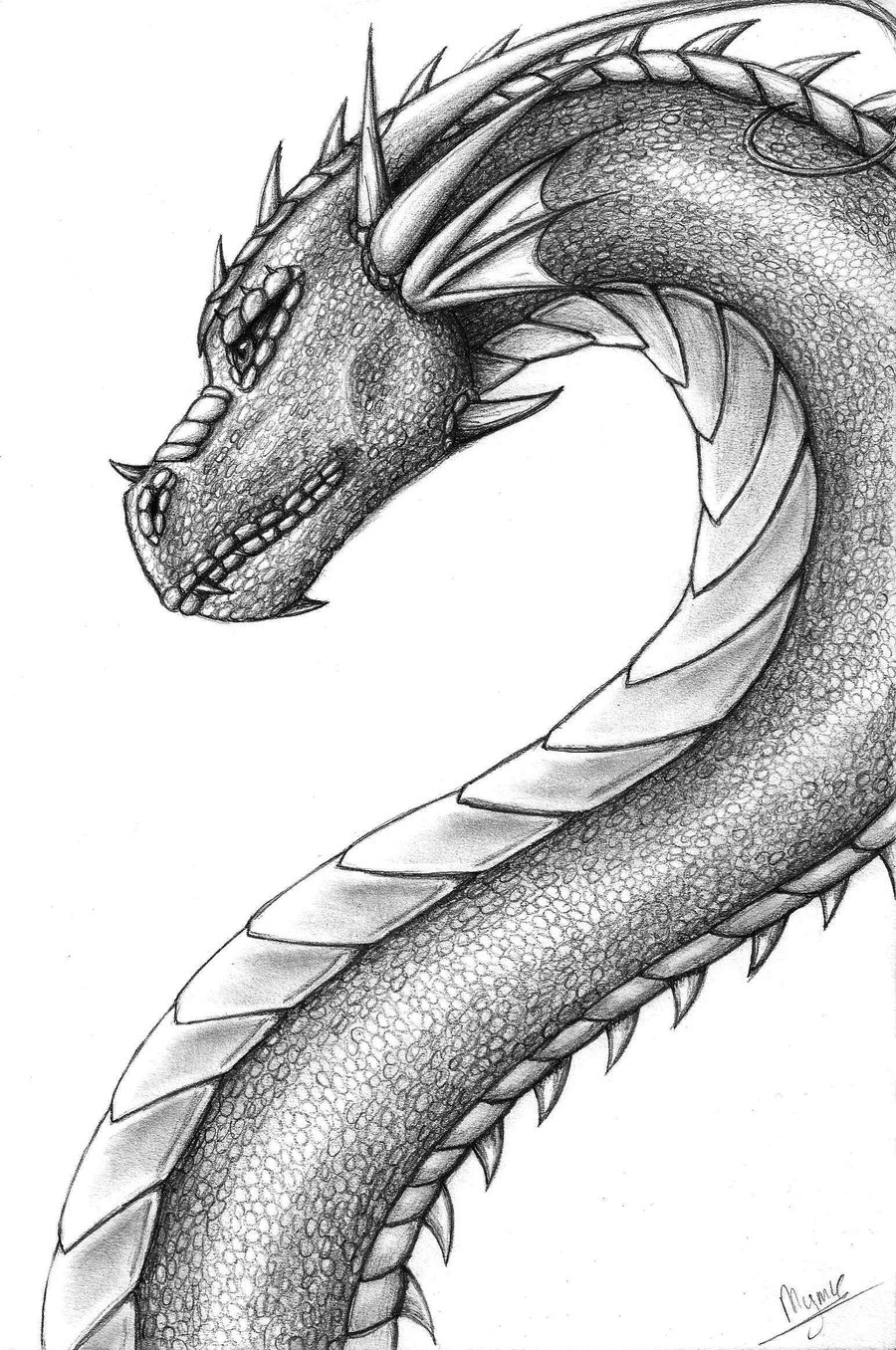 900x1356 Drawn Dragon Pencil Easy - Dragon Sketch Easy