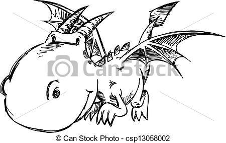 450x284 Cute Dragon Sketch Vector Art. - Dragon Sketch Images