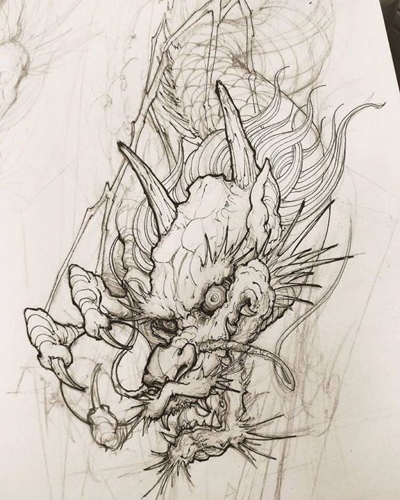 576x720 Drawings Dragons, Tattoo And Japanese - Dragon Sketch Tattoo