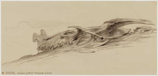 540x262 John Howe Illustrator - Dragon Skull Sketch