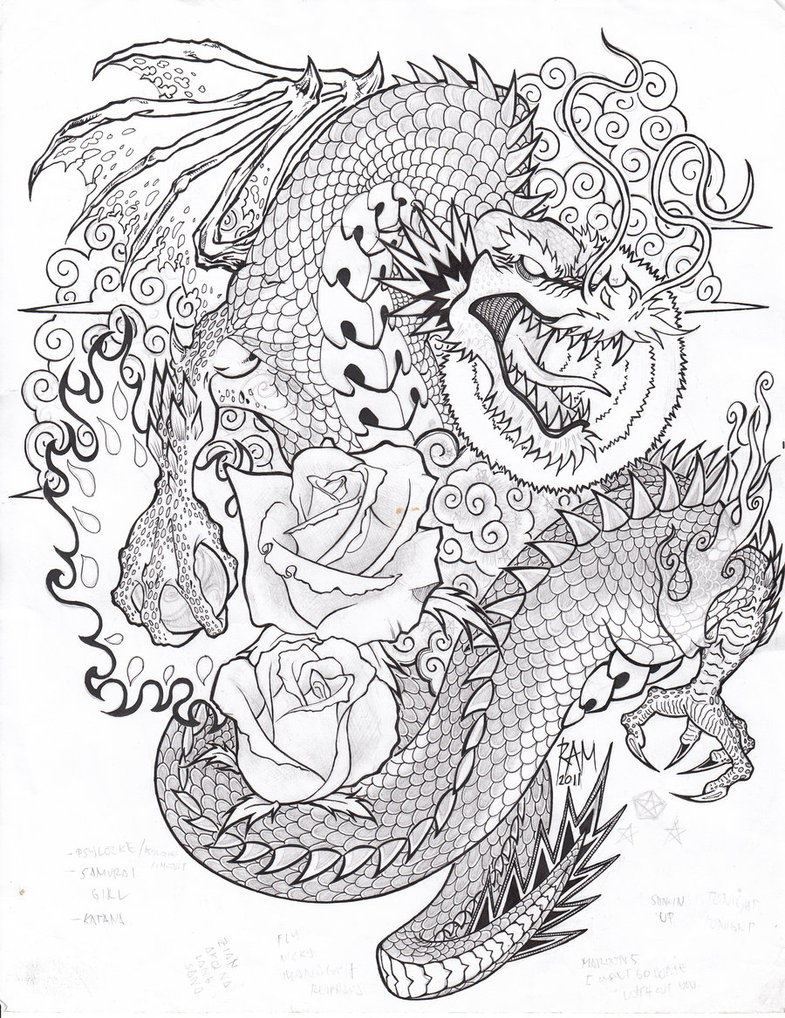 785x1018 Dragon Tattoo Sketch By Bopet - Dragon Tattoo Sketch