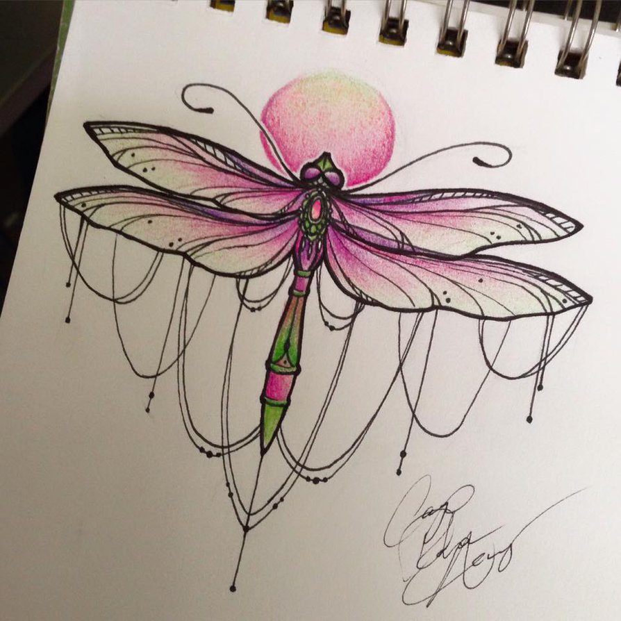 894x894 Dragonfly Tattoo By Ailanor - Dragonfly Tattoo Sketch