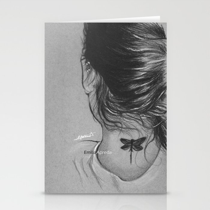 700x700 Lauren Jauregui Dragonfly Tattoo Sketch Stationery Cards By - Dragonfly Tattoo Sketch