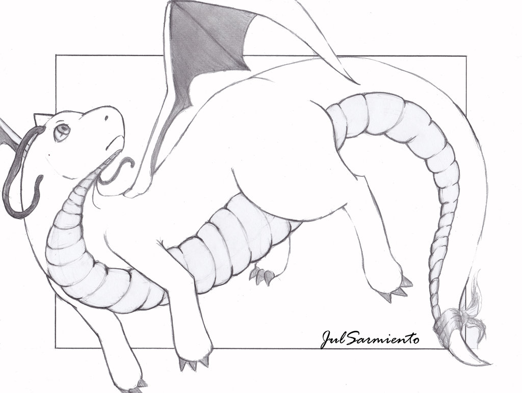 1024x771 Dragonite Sketch By Julsarmiento - Dragonite Sketch
