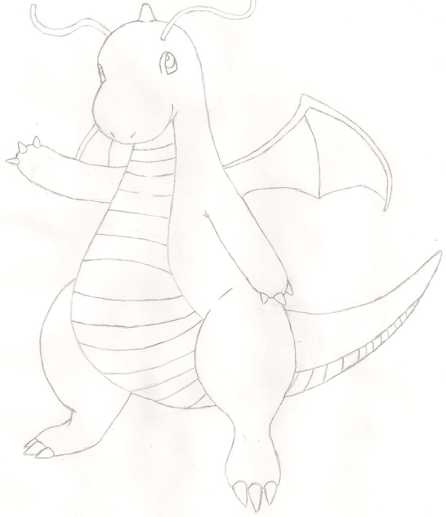 900x1043 Dragonite Sketch By Thegrumpyscientist - Dragonite Sketch