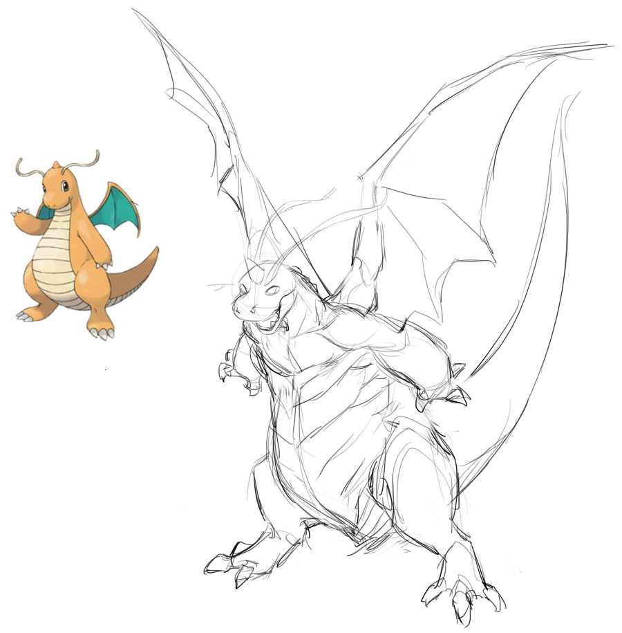 900x915 Dragonite By Viktria - Dragonite Sketch