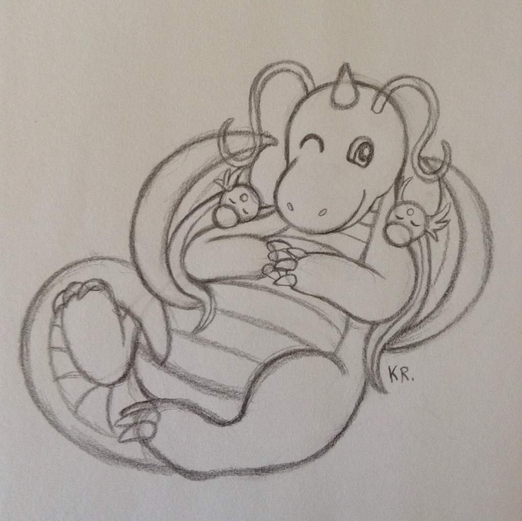 1024x1023 Dragonite Sketch Amino - Dragonite Sketch