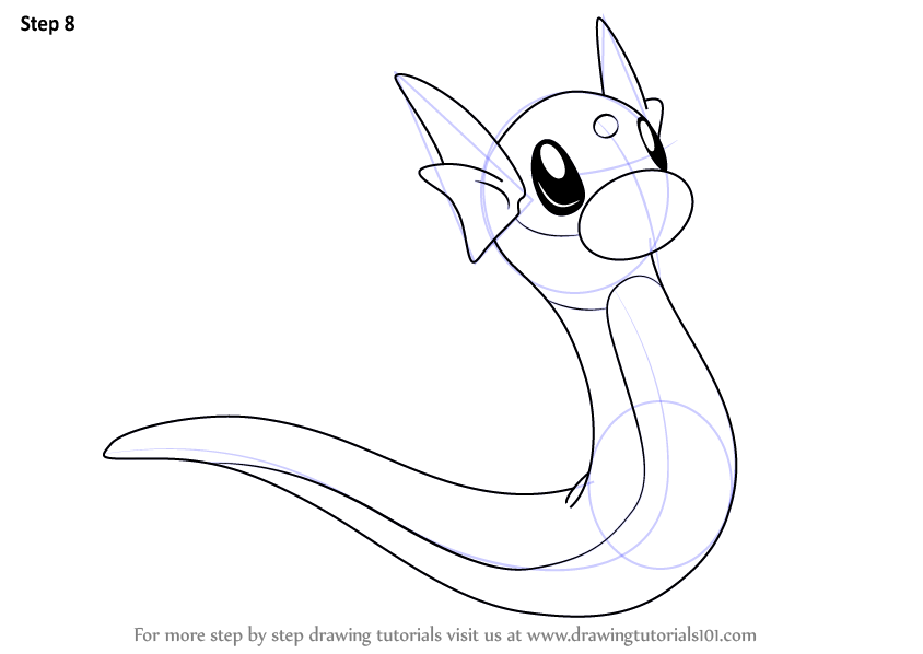 844x598 Learn How To Draw Dratini From Pokemon (Pokemon) Step By Step - Dragonite Sketch