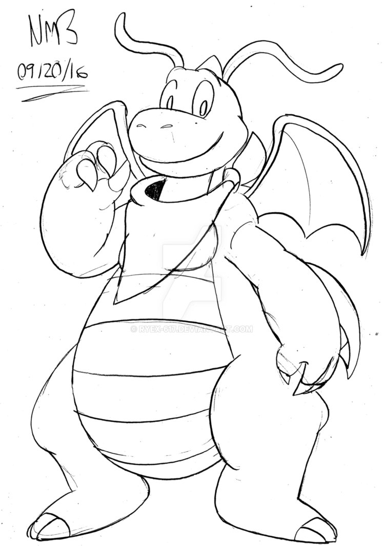749x1066 Ryex Dragonite Sketch By Ryex 617 - Dragonite Sketch