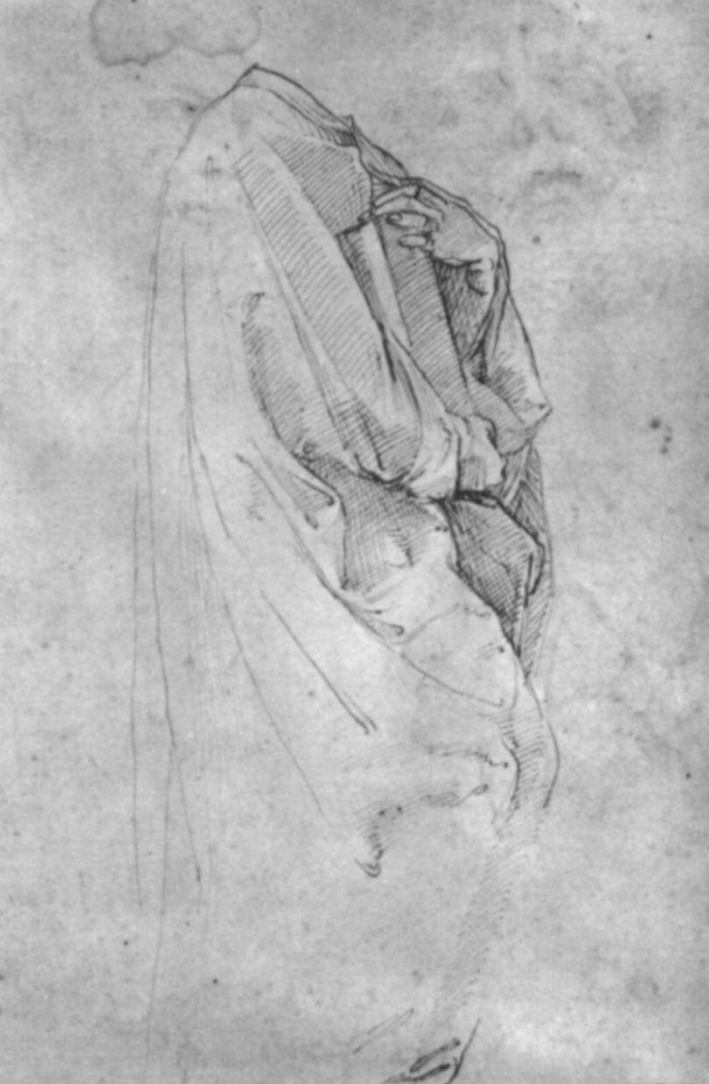 785x1200 Sketch For The Fresco Parnassus. Study Of Drapery For The Figure - Drapery Sketch