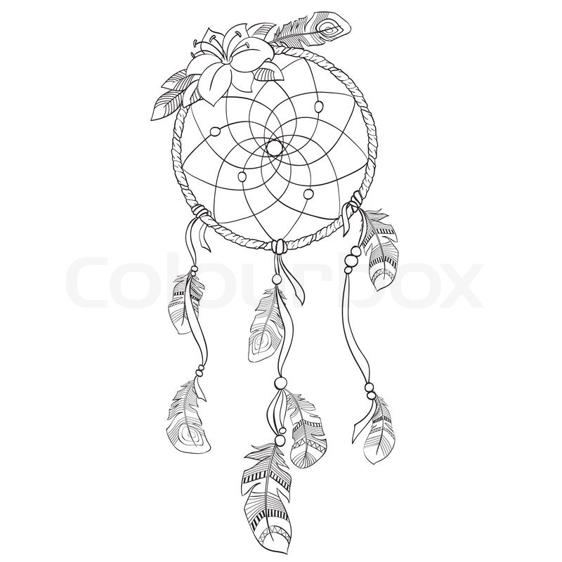 800x800 Dreamcatcher Vectorillustration Stock Vector Colourbox - Dream Catcher Sketch