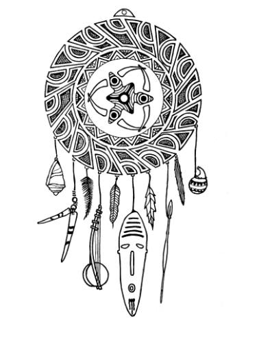 375x495 African Dreamcatcher Drawing By Kashyap Gohel Saatchi Art - Dream Catcher Sketch