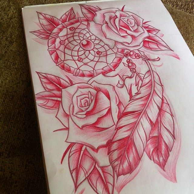 640x640 Dreamcatcher With Roses Tattoos Ideas - Dream Catcher Tattoo Sketch
