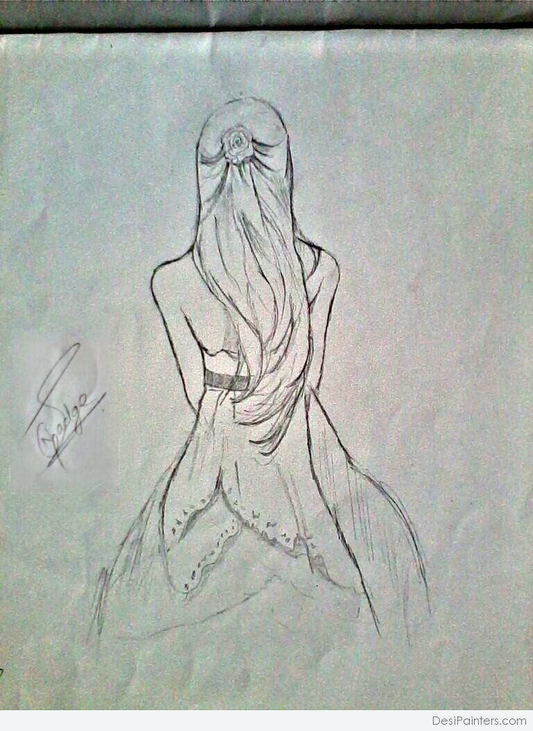 768x1054 Pencil Sketch Of A Dream Girl - Dream Sketch