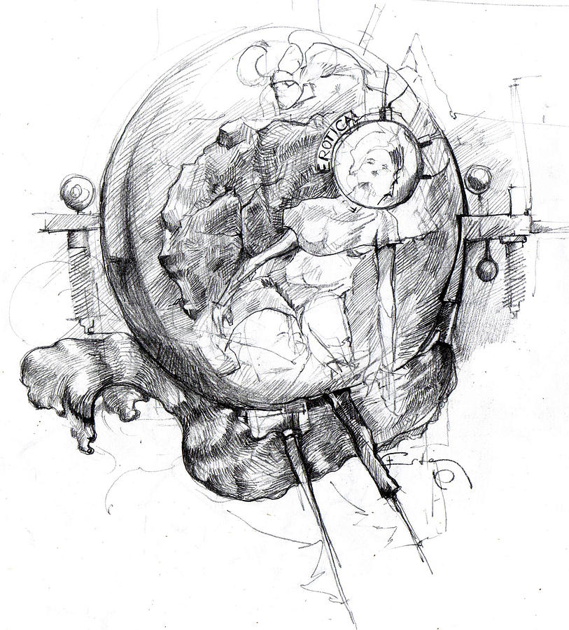 813x900 Dream Machine Painting By Ertan Aktas - Dream Sketch Machine