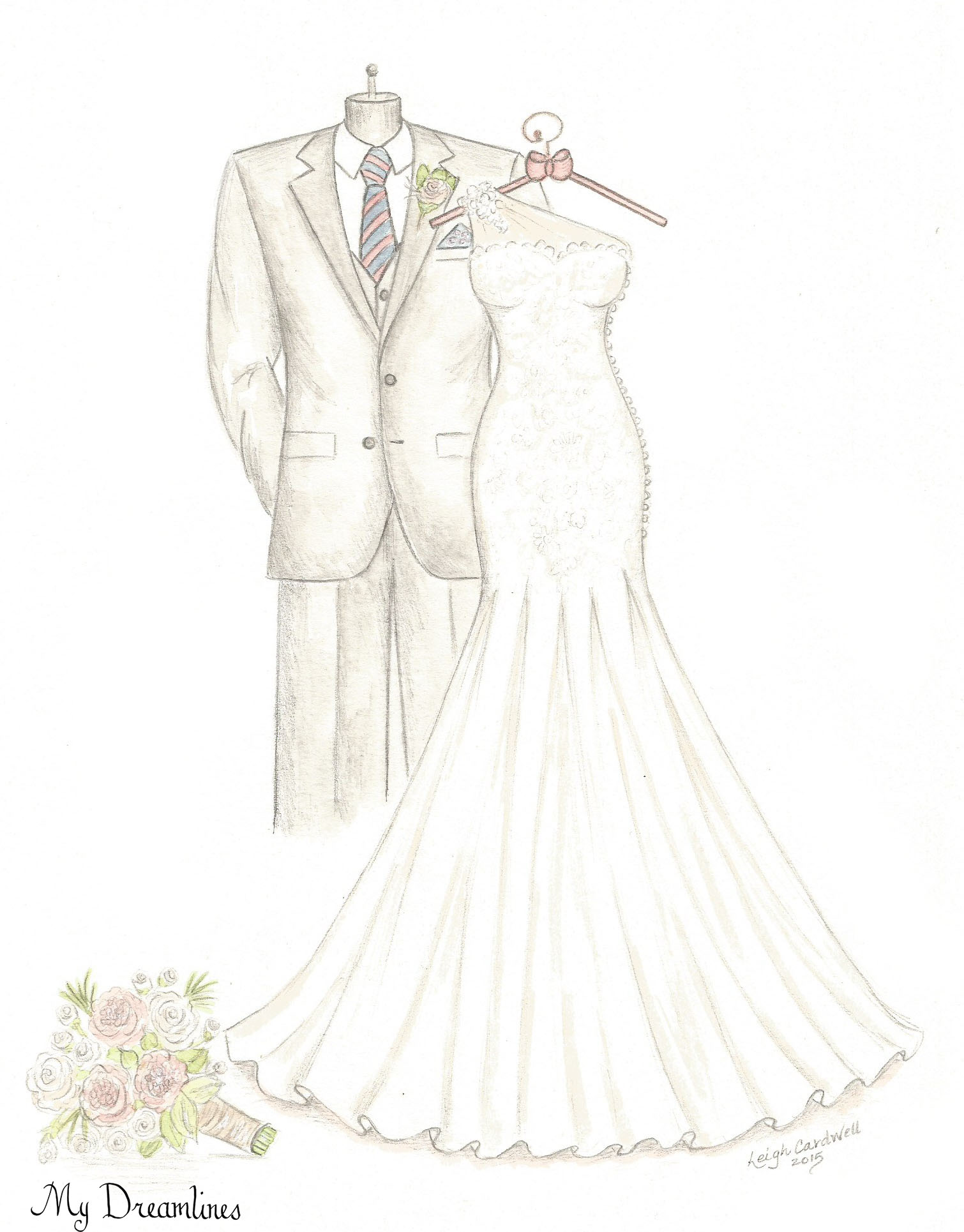 1510x1930 Dreamlines Wedding Dress Sketch - Dreamlines Sketch