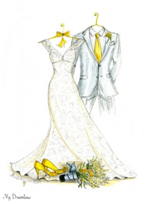 291x400 Unique Wedding Gift Idea Wedding Dress Sketch From My Dreamlines - Dreamlines Sketch