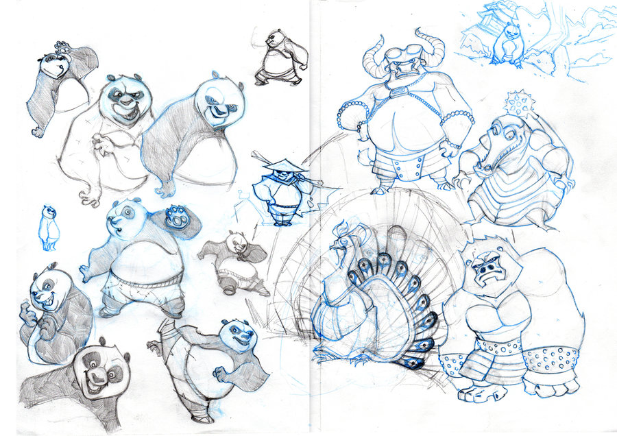 900x636 Kung Fu Sketches By Alessandromicelli - Dreamworks Sketches