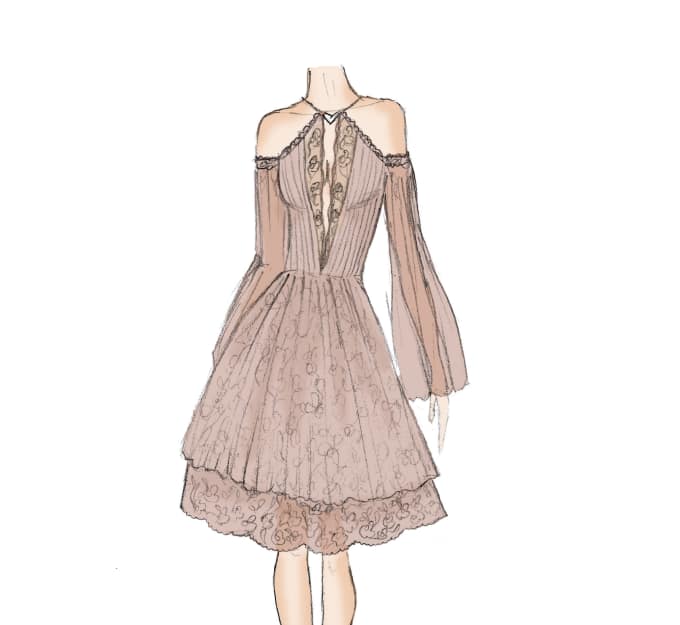 680x625 Design A Beautiful Dress, Pencil Sketch By Aabira - Dress Design Sketch
