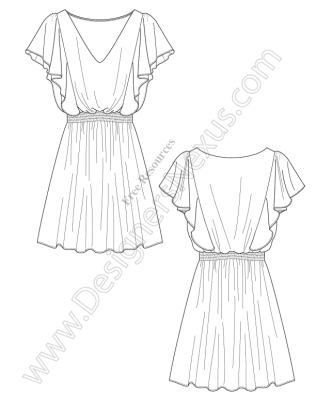 316x409 Free Fashion Downloads Illustrator Dress Flat Sketches - Dress Flat Sketch